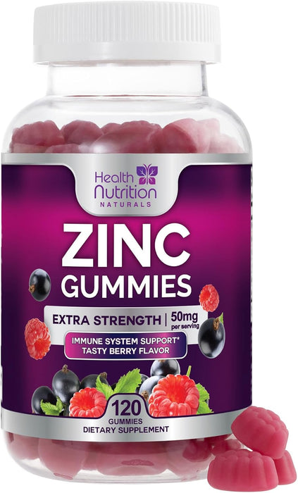 Zinc Gummies for Adults 50mg Extra Strength Immune Support Supplement - Great Tasting Natural Flavored Gummy Supplement - Best Vegan Zinc Vitamin for Men, Women, and Children