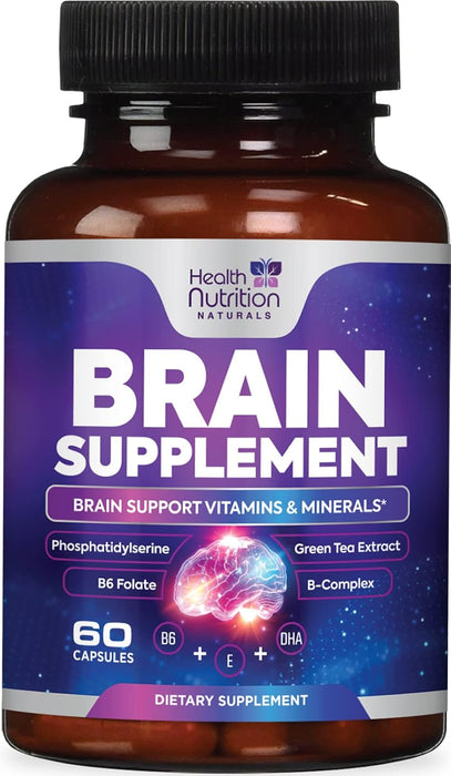 Nootropics Brain Supplement for Memory, Focus & Concentration - Nootropic Booster for Energy & Mind Clarity with Bacopa Monnieri DMAE & Phosphatidylserine for Men & Women