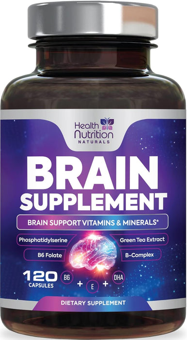 Nootropics Brain Supplement for Memory, Focus & Concentration - Nootropic Booster for Energy & Mind Clarity with Bacopa Monnieri DMAE & Phosphatidylserine for Men & Women