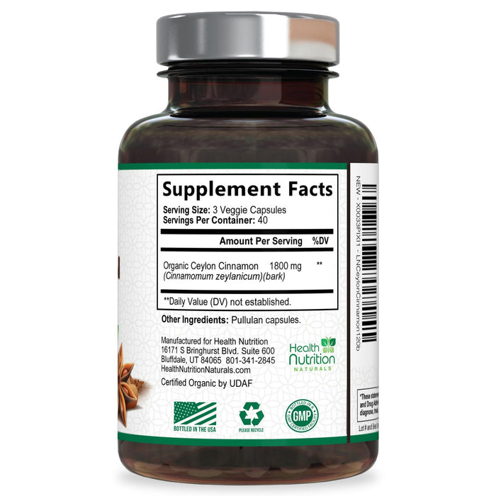 Ceylon Cinnamon Capsules 1800mg – 120 Capsules