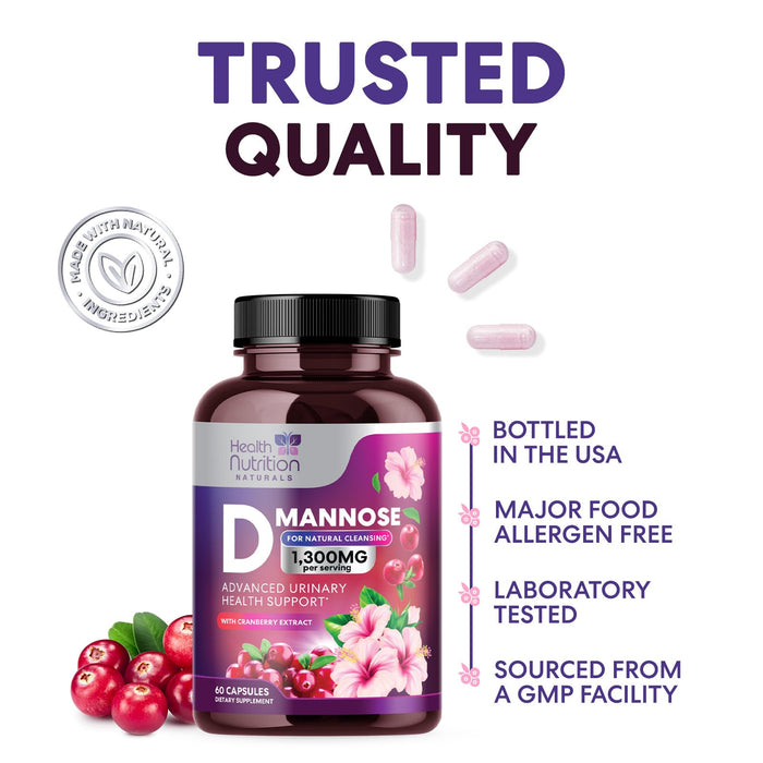 D-Mannose 1,000mg – 60 Capsules