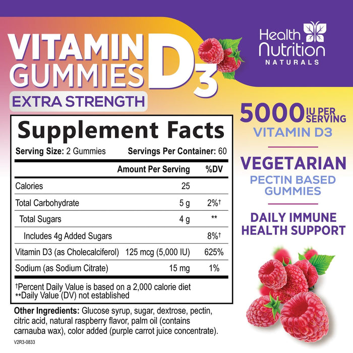 Vitamin D3 Gummies 5000 IU (125 mcg) – 120 Gummies