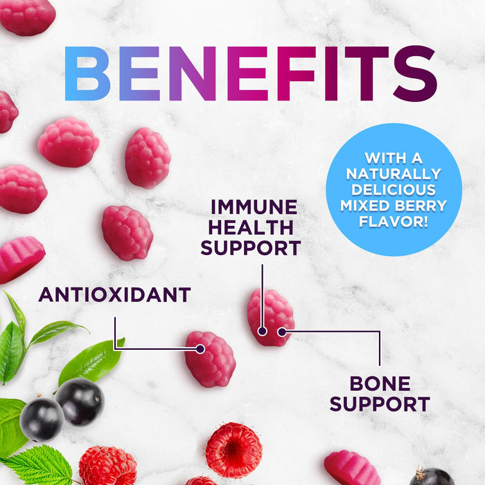 Zinc Supplement 50mg Gummies for Adults - Max Strength Skin Health & Immune Support Gummy, Vegan, Non-GMO & Gluten Free, Nature's Antioxidant & Bone Health Chewable Tasty Berry Flavor - 60 Gummies