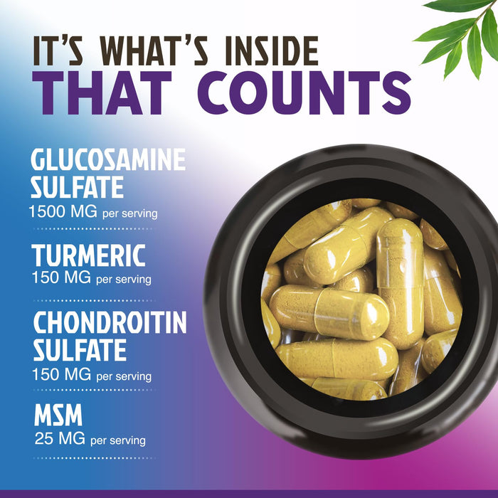 Glucosamine Chondroitin MSM 2100mg Complex - Joint Health Supplement with Turmeric & Boswellia - Quercetin for Cartilage, Flexibility & Mobility - Triple Strength Glucosamine Sulfate - 240 Capsules