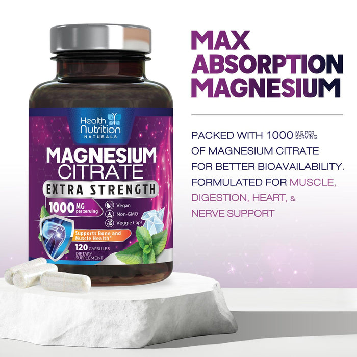 Magnesium Citrate Capsules 1000mg – 120 Capsules