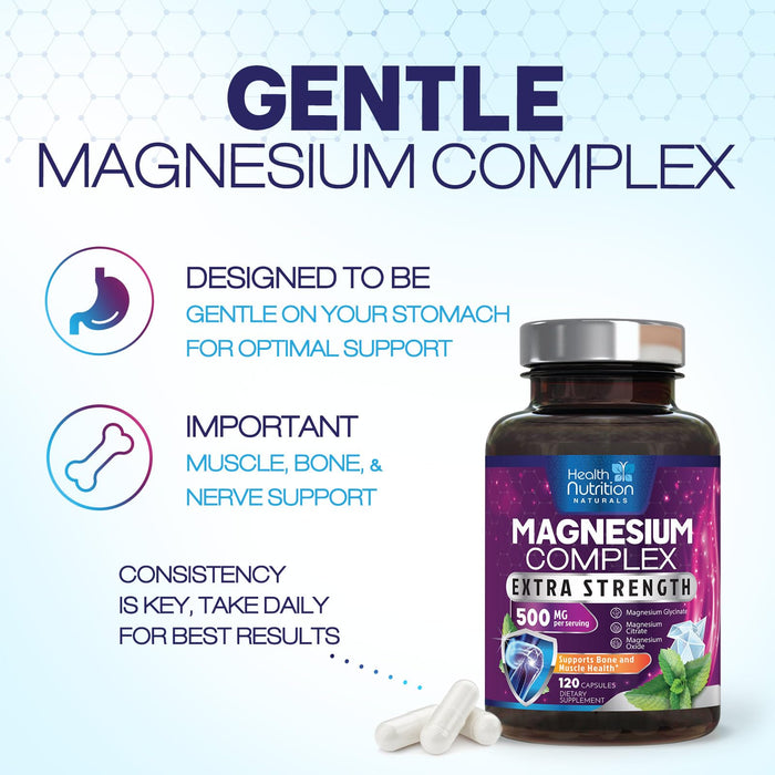 Magnesium Complex Capsules 500 mg with Oxide – 120 Capsules
