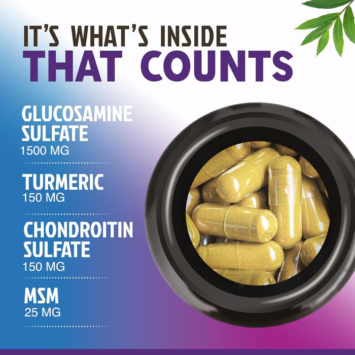 Glucosamine Chondroitin Supplements MSM Turmeric Boswellia - Joint Support Supplement for Joint Health, Joint Mobility - Glucosamine Sulfate Mobility Formula - Gluten Free and Non-GMO