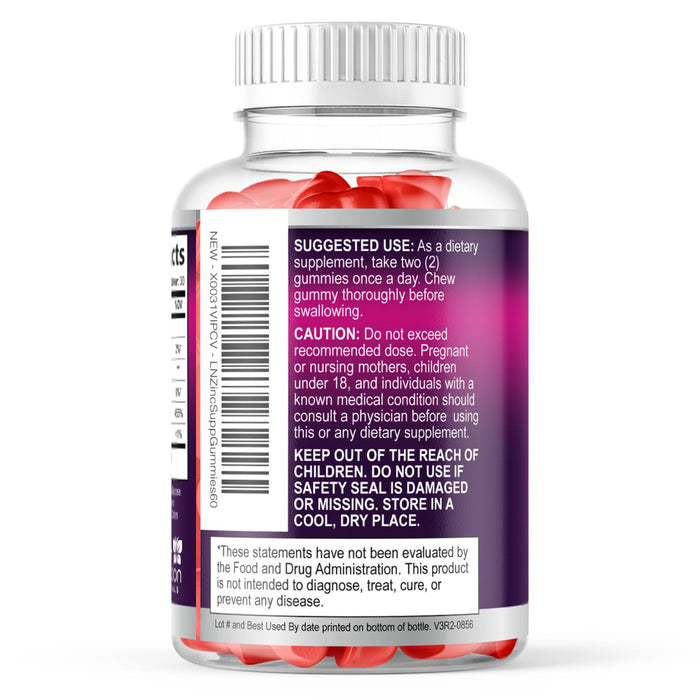 Zinc Supplement 50mg Gummies for Adults - Max Strength Skin Health & Immune Support Gummy, Vegan, Non-GMO & Gluten Free, Nature's Antioxidant & Bone Health Chewable Tasty Berry Flavor - 60 Gummies