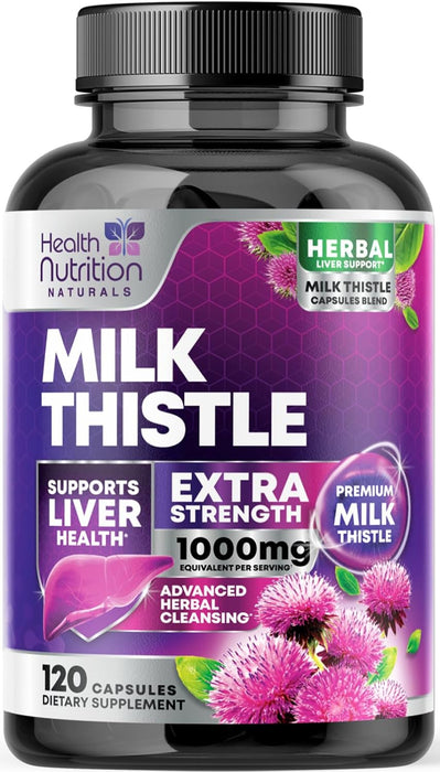 Milk Thistle Supplement - Liver Cleanse Detox & Repair Formula 1000mg - Potent 9:1 Extract Herbal Liver Supplement, Nature's Milk Thistle, Dandelion Root Extract & Silymarin Marianum