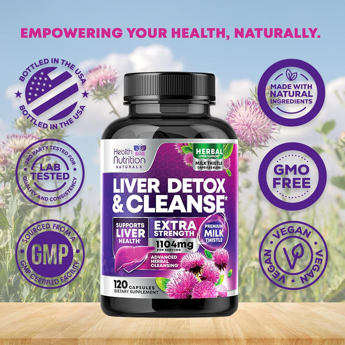 Gentle Liver Cleanse Detox & Repair Formula - Herbal Liver Support Supplement: Milk Thistle with Silymarin, Artichoke Extract, Dandelion, Beet, Chicory Root, & Turmeric for Liver Health