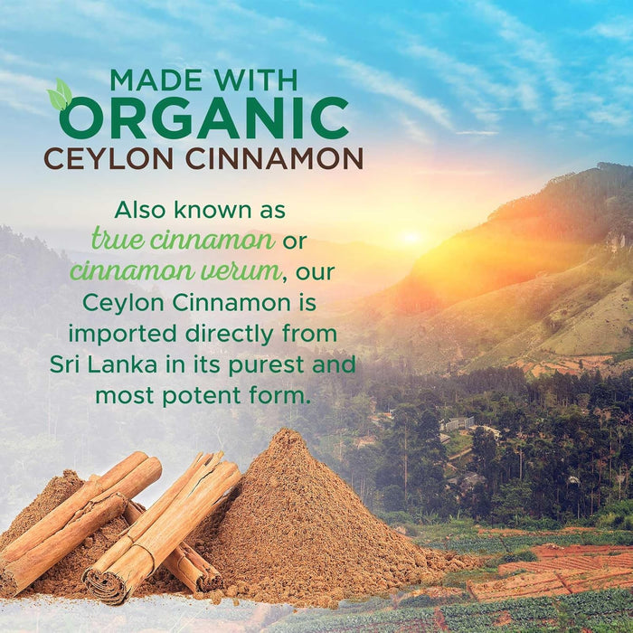 Organic Cinnamon Capsules 1800mg - Pure Ceylon Cinnamon Supplement, Certified Organic, Non-GMO, Gluten Free, Vegan, True Cinnamon Powder, Antioxidant Cinnamon Pills Supplement