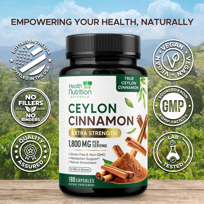 Ceylon Cinnamon Capsules 1800mg – 180 Capsules