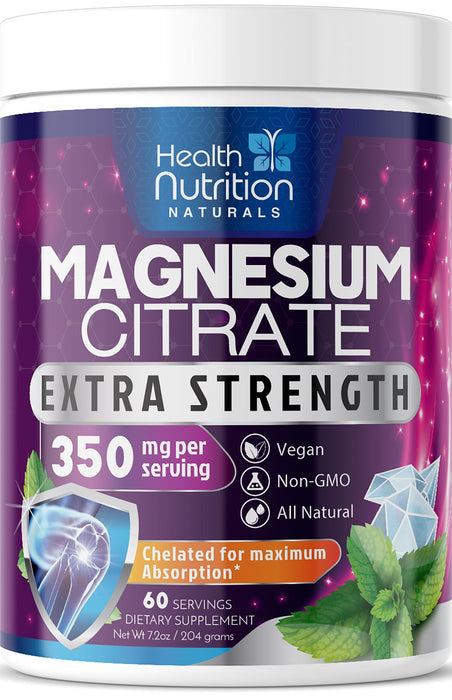 Magnesium Powder Supplement - Magnesium Citrate Powder Drink Mix Unflavored Made with Aquamin Magnesium - Bone, Heart & Muscle Support, Sugar Free, Gluten Free, Vegan, & Non-GMO - 60 Servings