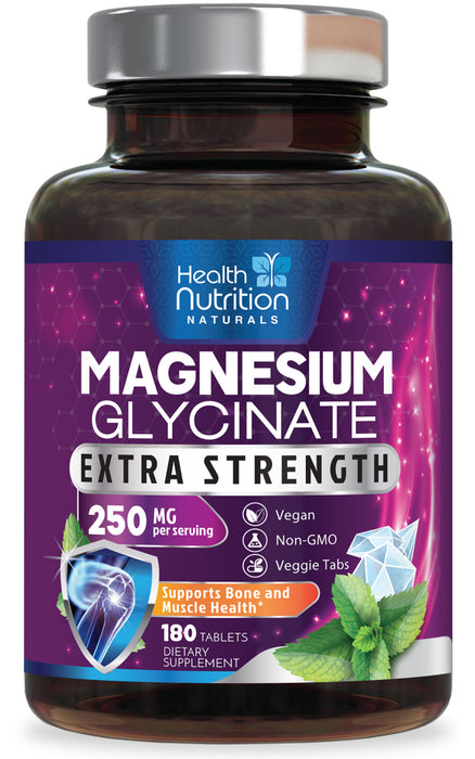 Magnesium Glycinate Extra Strength 425 mg - 100% Chelated High Absorption with Calcium for Bone, Muscle Cramps, Heart, Sleep Support, Non-GMO, Vegan, Gluten & Soy Free Health Supplement