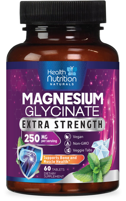 Magnesium Glycinate Extra Strength 425 mg - 100% Chelated High Absorption with Calcium for Bone, Muscle Cramps, Heart, Sleep Support, Non-GMO, Vegan, Gluten & Soy Free Health Supplement