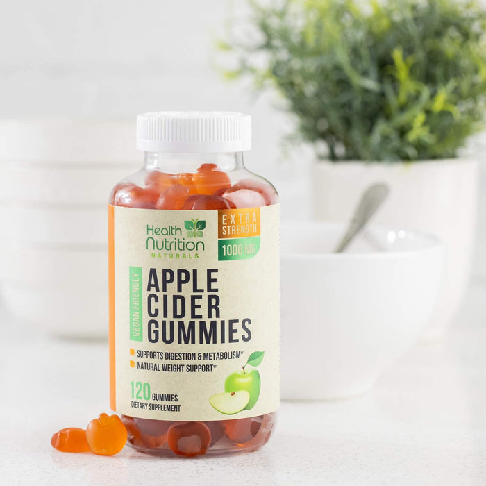 Apple Cider Vinegar Gummies for Weight Support and Cleanse 1000mg - Delicious ACV Gummy Vitamins with The Mother - Folic Acid, Beet Juice, Pomegranate - Non-GMO