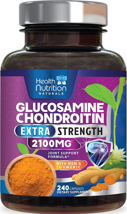 Glucosamine Chondroitin Supplements MSM Turmeric Boswellia - Joint Support Supplement for Joint Health, Joint Mobility - Glucosamine Sulfate Mobility Formula - Gluten Free and Non-GMO