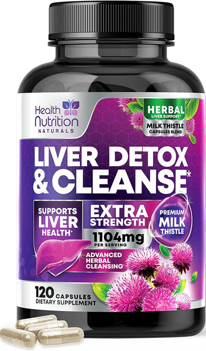 Liver detox & cleanse herbal liver support milk thistle capsules blend supports liver health extra strength premium milk thistle advanced herbal cleansing dietary supplement health nutrition naturals