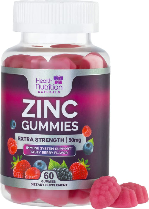 Zinc Gummies for Adults 50mg Extra Strength Immune Support Supplement - Great Tasting Natural Flavored Gummy Supplement - Best Vegan Zinc Vitamin for Men, Women, and Children